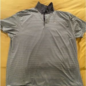 Callaway Opti-Dri golf polo;white w/grey & light blue stripes & grey collar; XXL